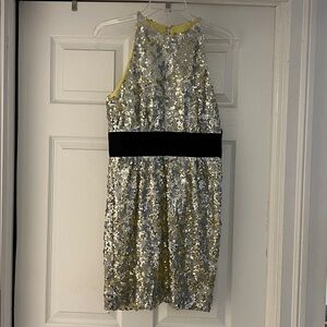 Robert Rodriguez Silver Sequin Halter Cocktail Dress Size 6 NWT